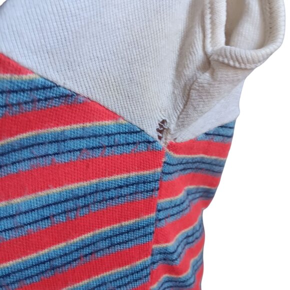 Vintage Small 1970's Hoody T-shirt Top Hippy Striped With Scoop Neck - Picture 6 of 6